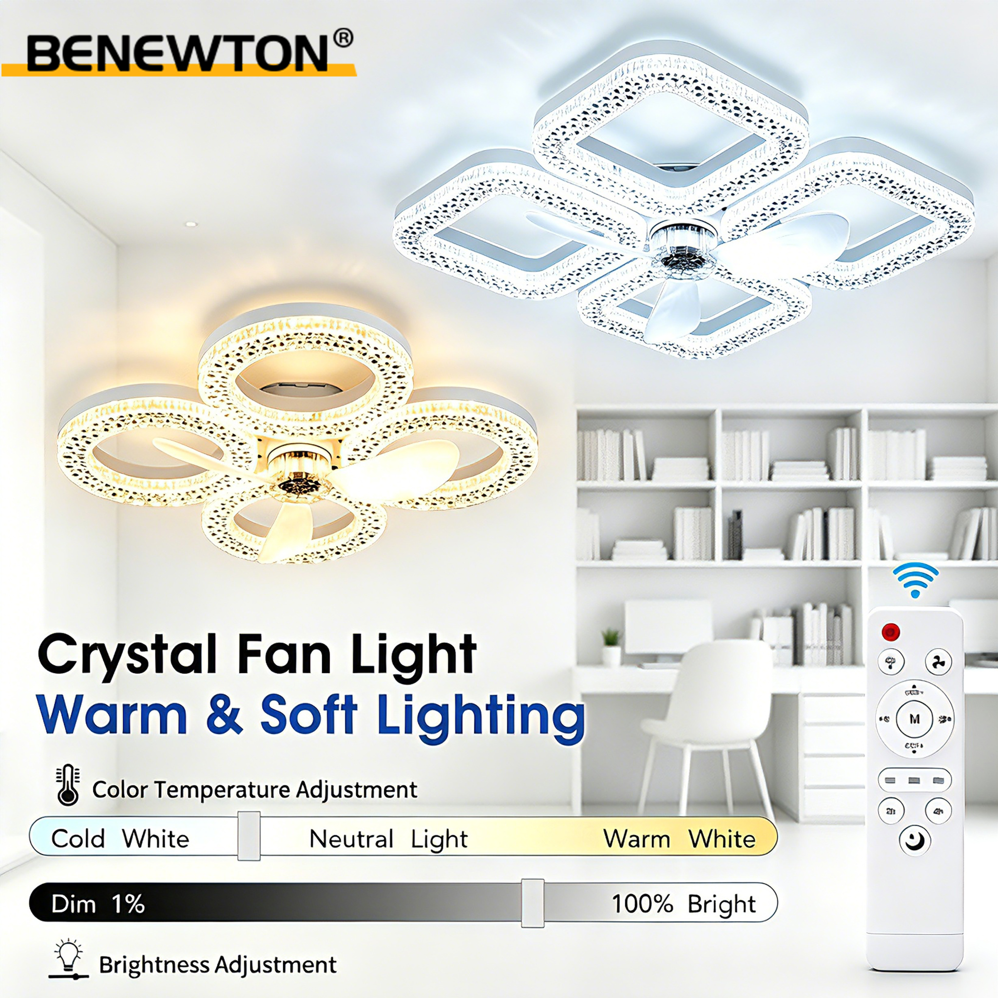 Smart Home Ventilation - Modern Ceiling Fan with Light Low