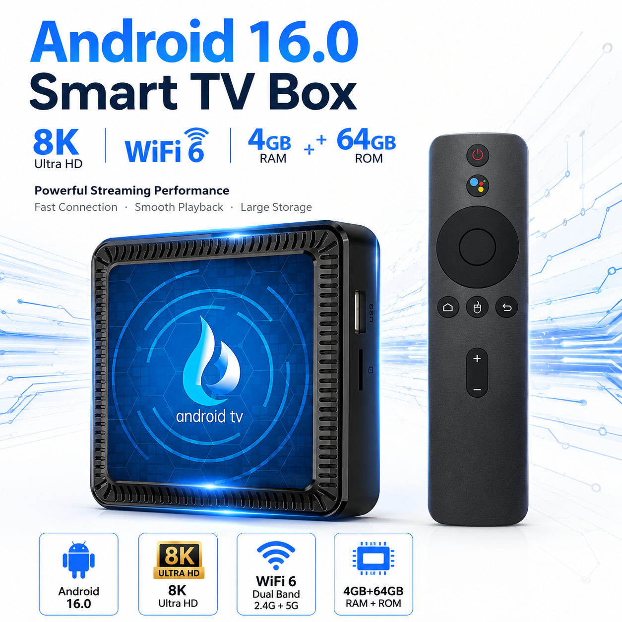 Android 16.0 TV Box 8K Ultra H - Smart Home Midea recension och pris