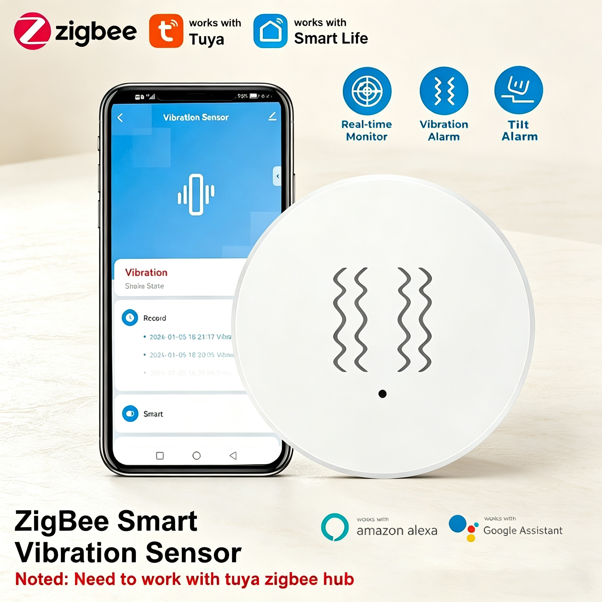 Tuya ZigBee Smart Vibration &  - Smart Home Ecosystems recension och pris