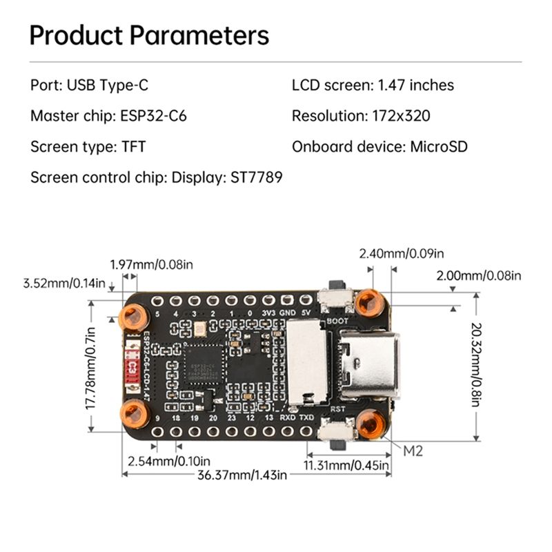 [NEW A09R!】 Esp32-C6 1.47-Inch - Smart Home Esp32 recension och pris