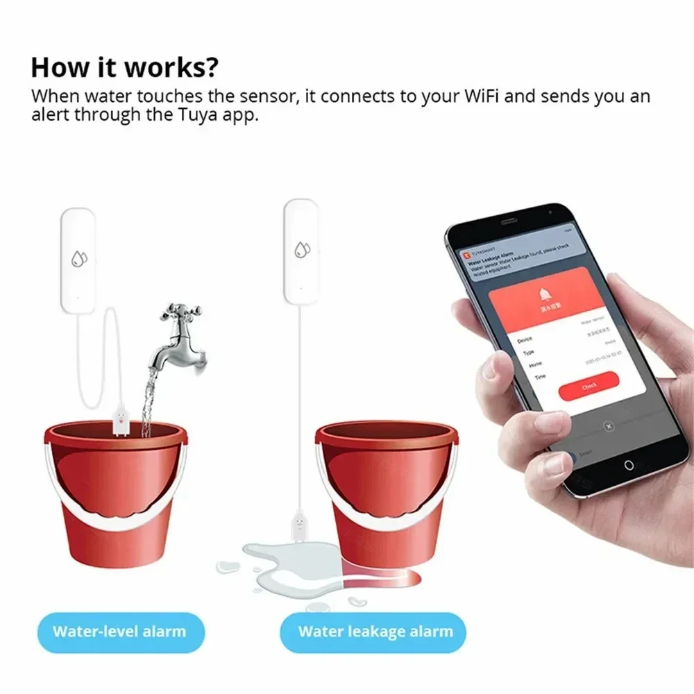 Tuya WiFi Water Sensor Leakage - Wifi Water Leak Detector recension och pris