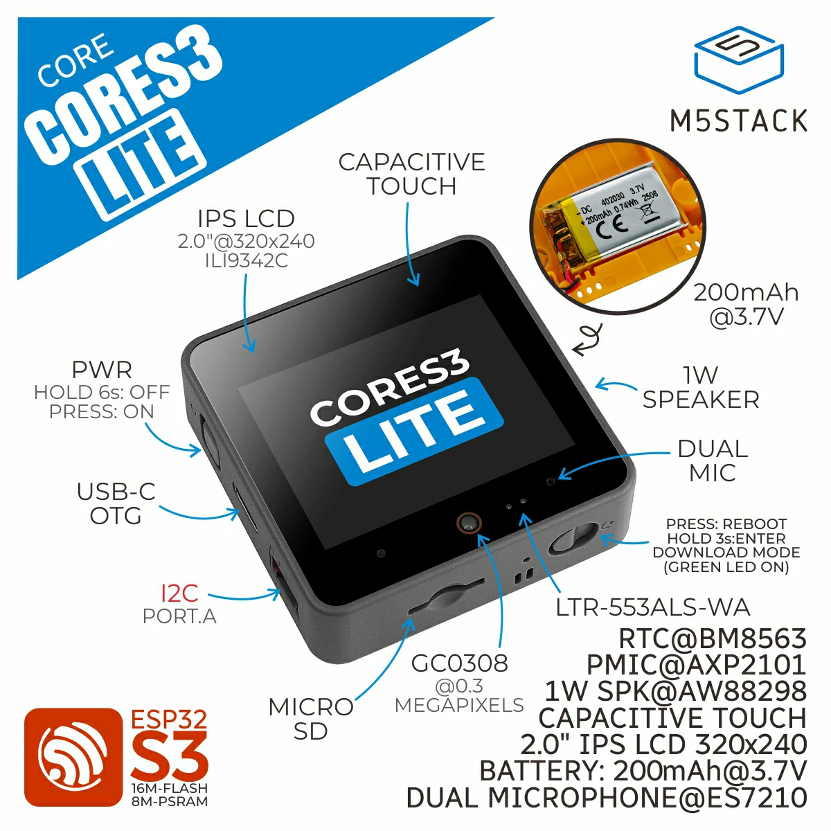 M5Stack CoreS3 Lite Programmab - Smart Home Esp32 recension och pris