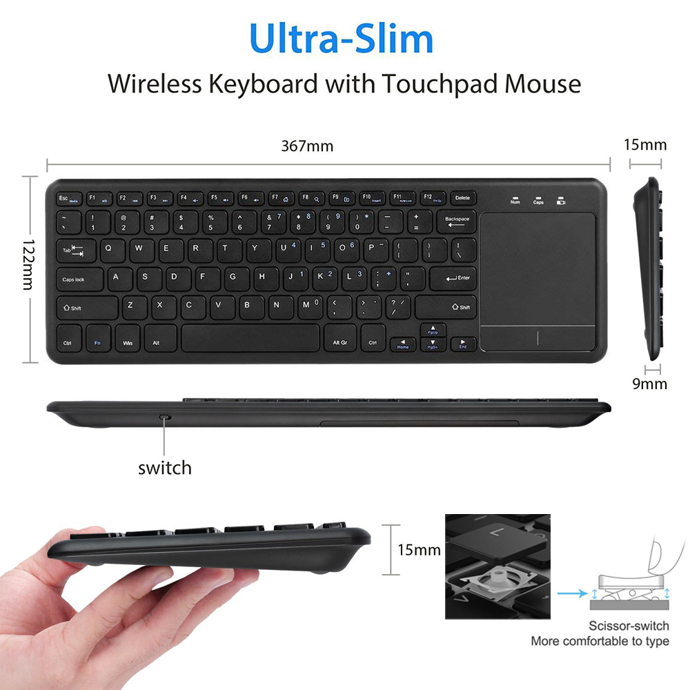 2.4GHz Ultra thin Wireless Tou - Smart Home Keyboard recension och pris